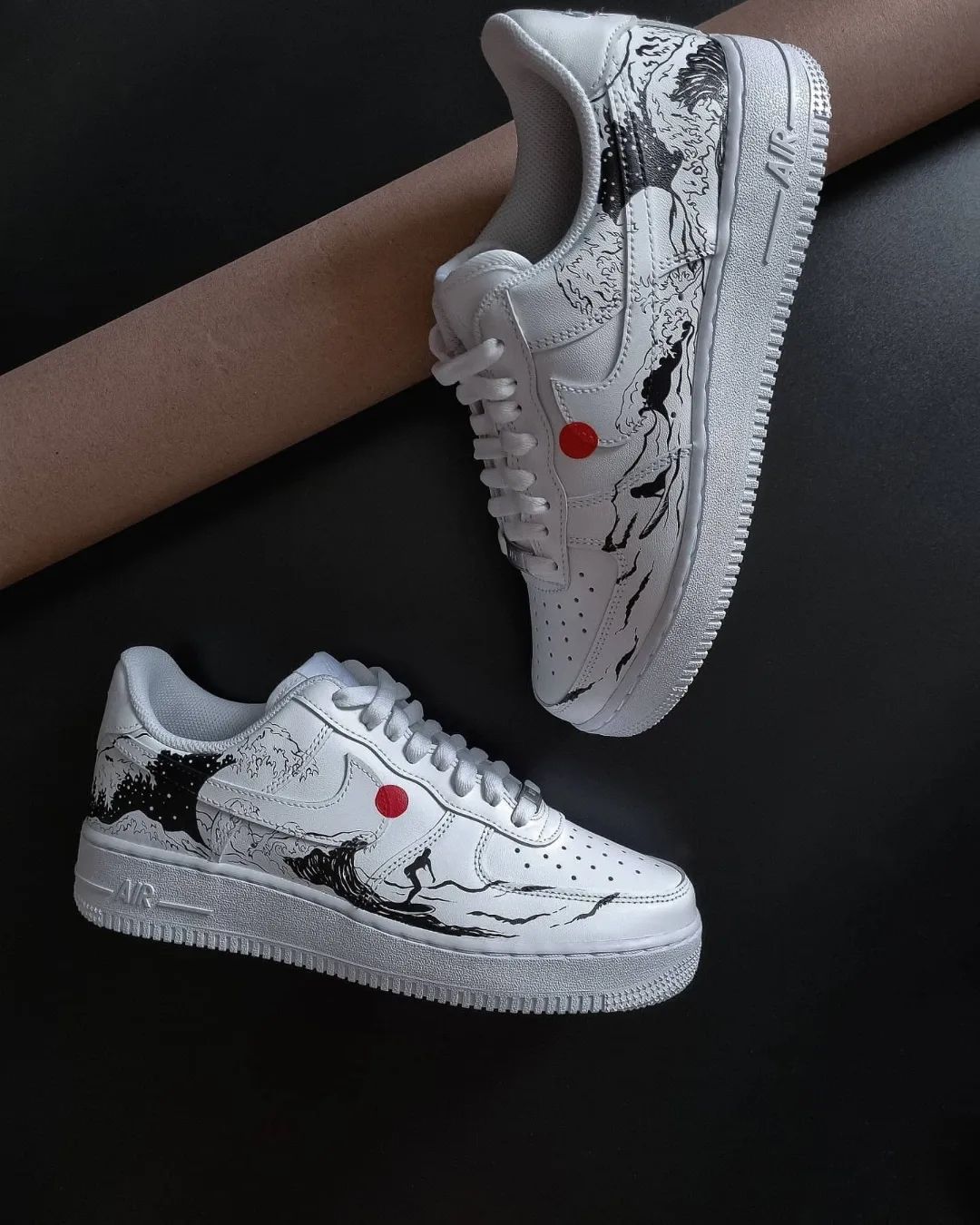Red Black Wave Theme Custom Air Force 1-shecustomize
