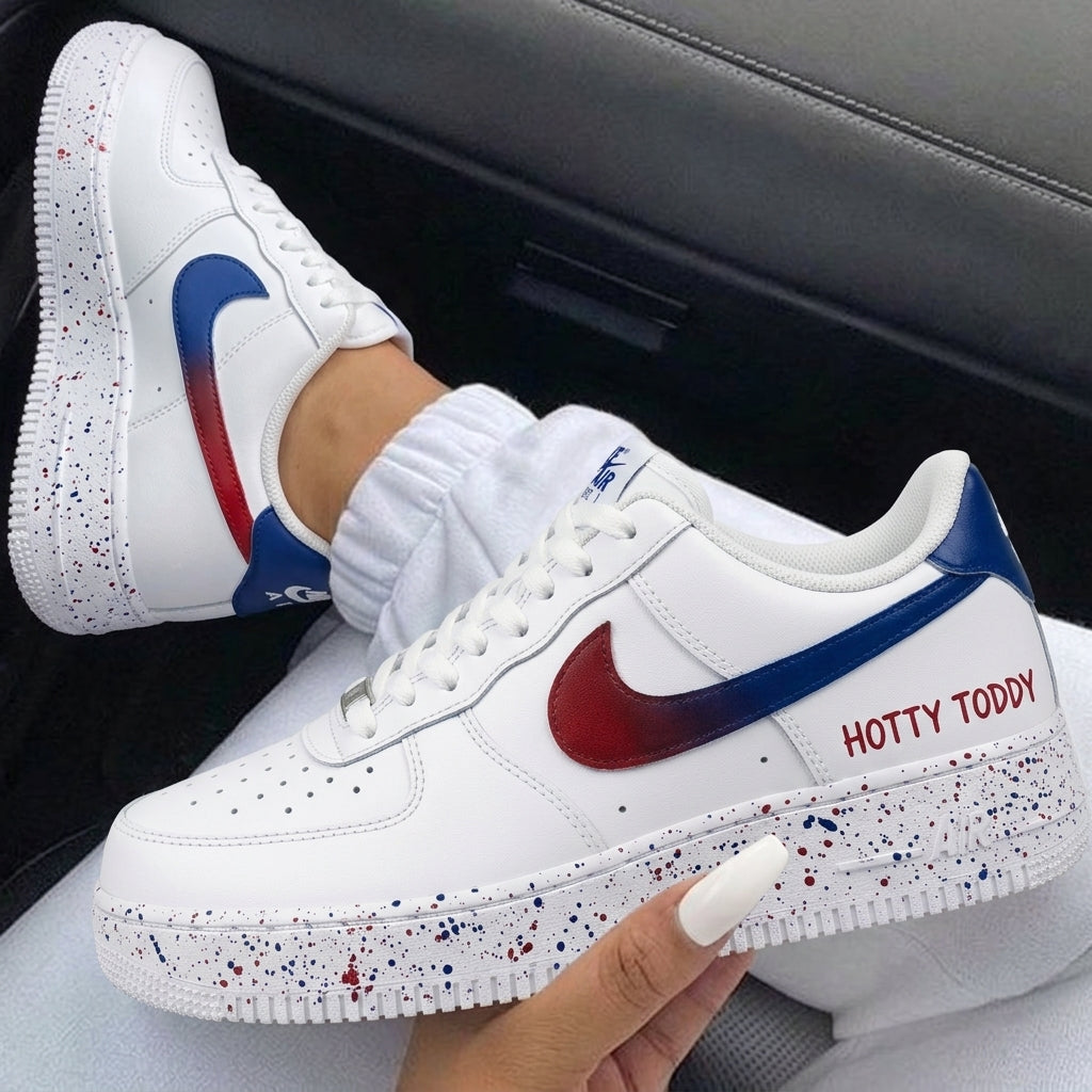 Red Blue Speckled Custom Air Force 1-shecustomize
