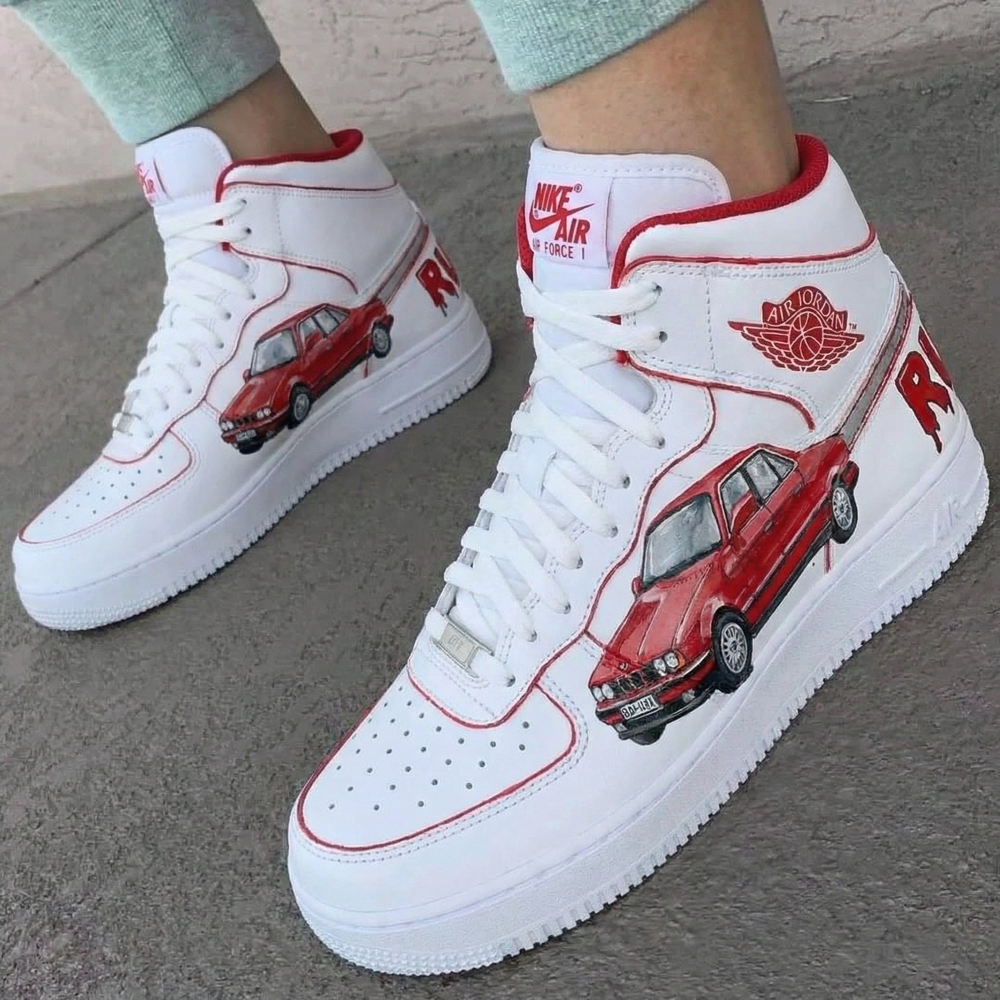 Red Car Themed Custom Air Force 1-shecustomize