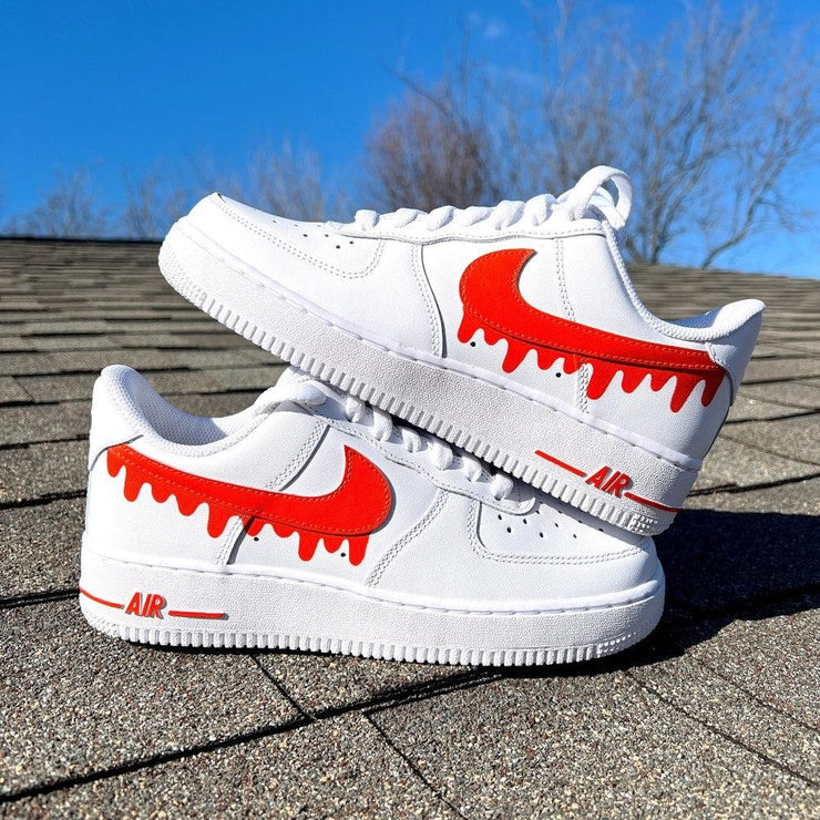 Red Drip Custom Air Force 1 – SHECUSTOMIZE