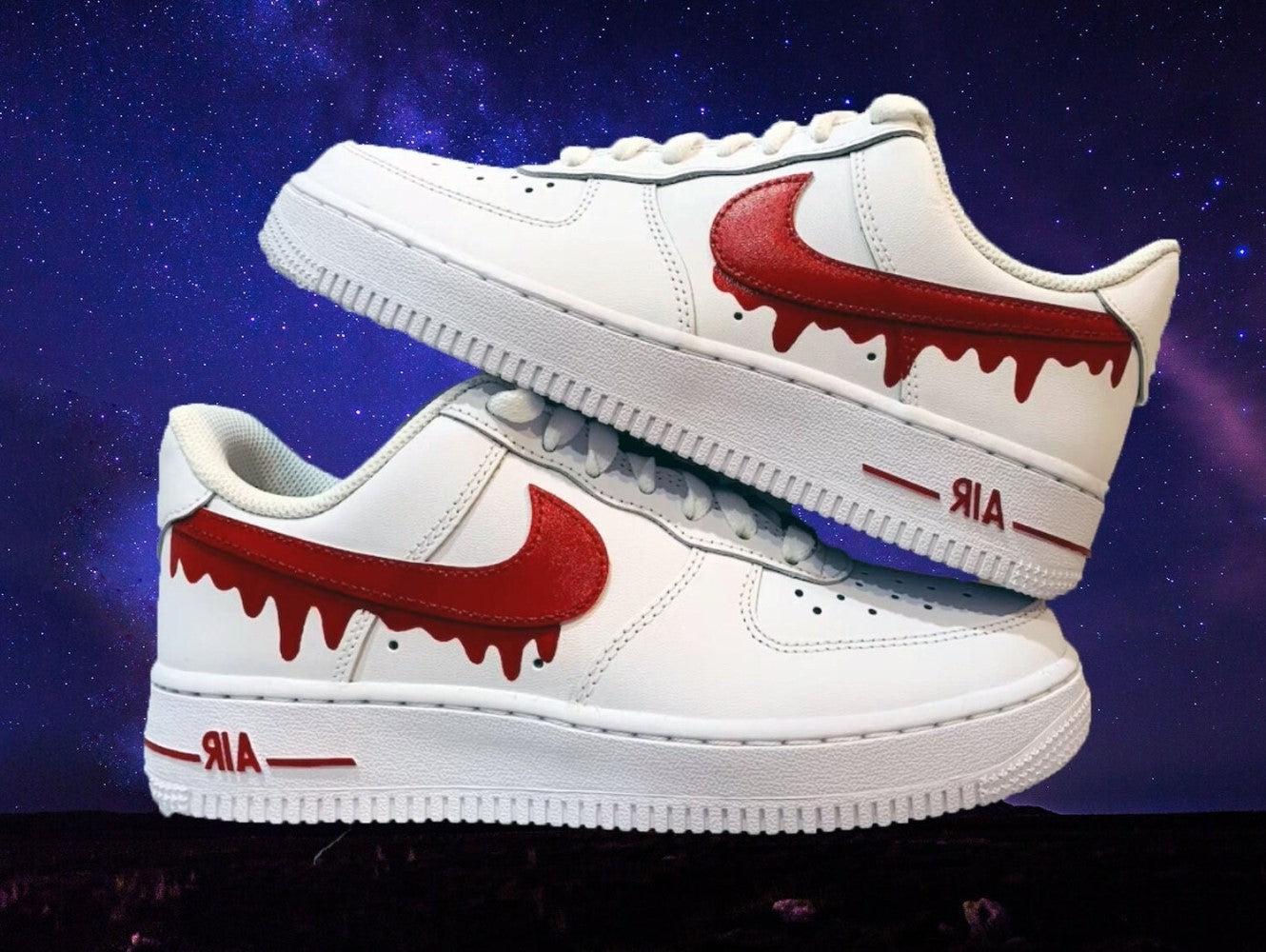 Custom Red Drip Air Force 1's