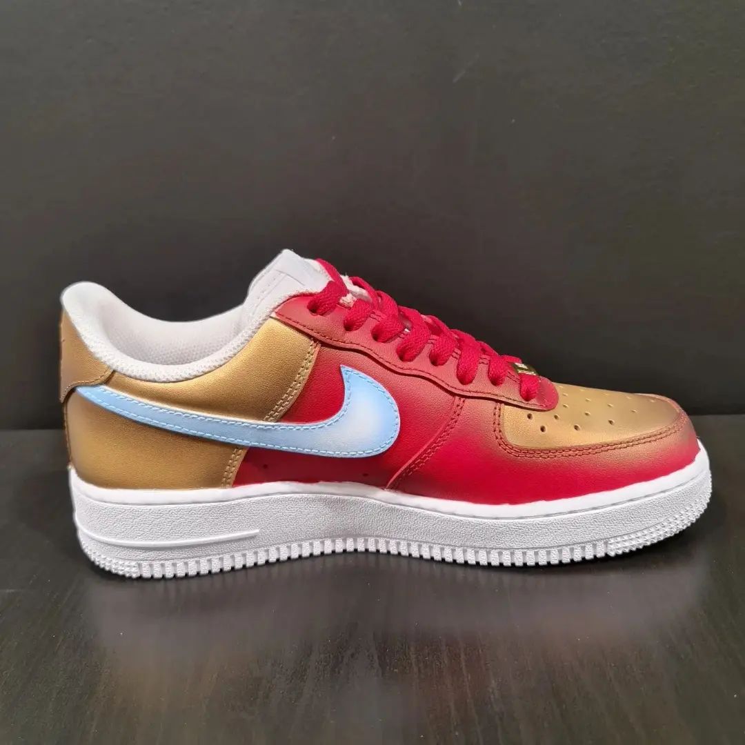 Red Gold Baby Blue Custom Air Force 1-shecustomize