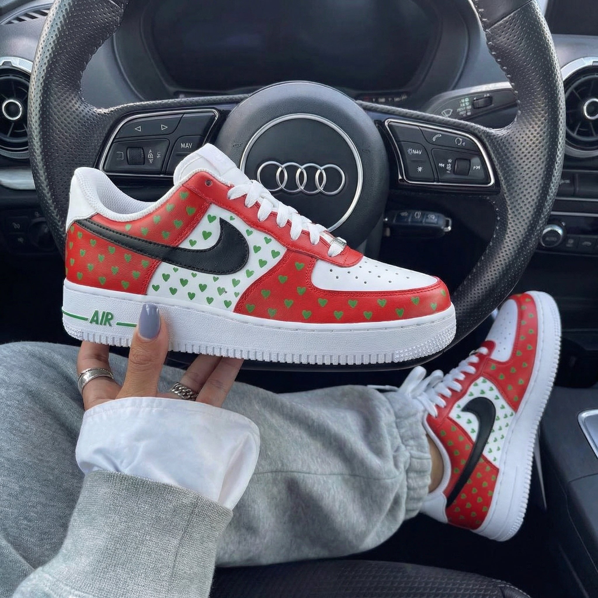 Red Green Heart Custom Air Force 1-shecustomize
