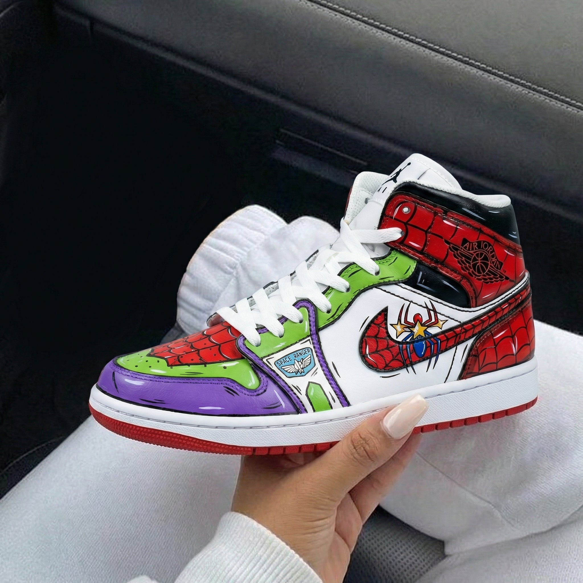 Red Green Purple Spider - Man Custom Air Jordan 1-shecustomize