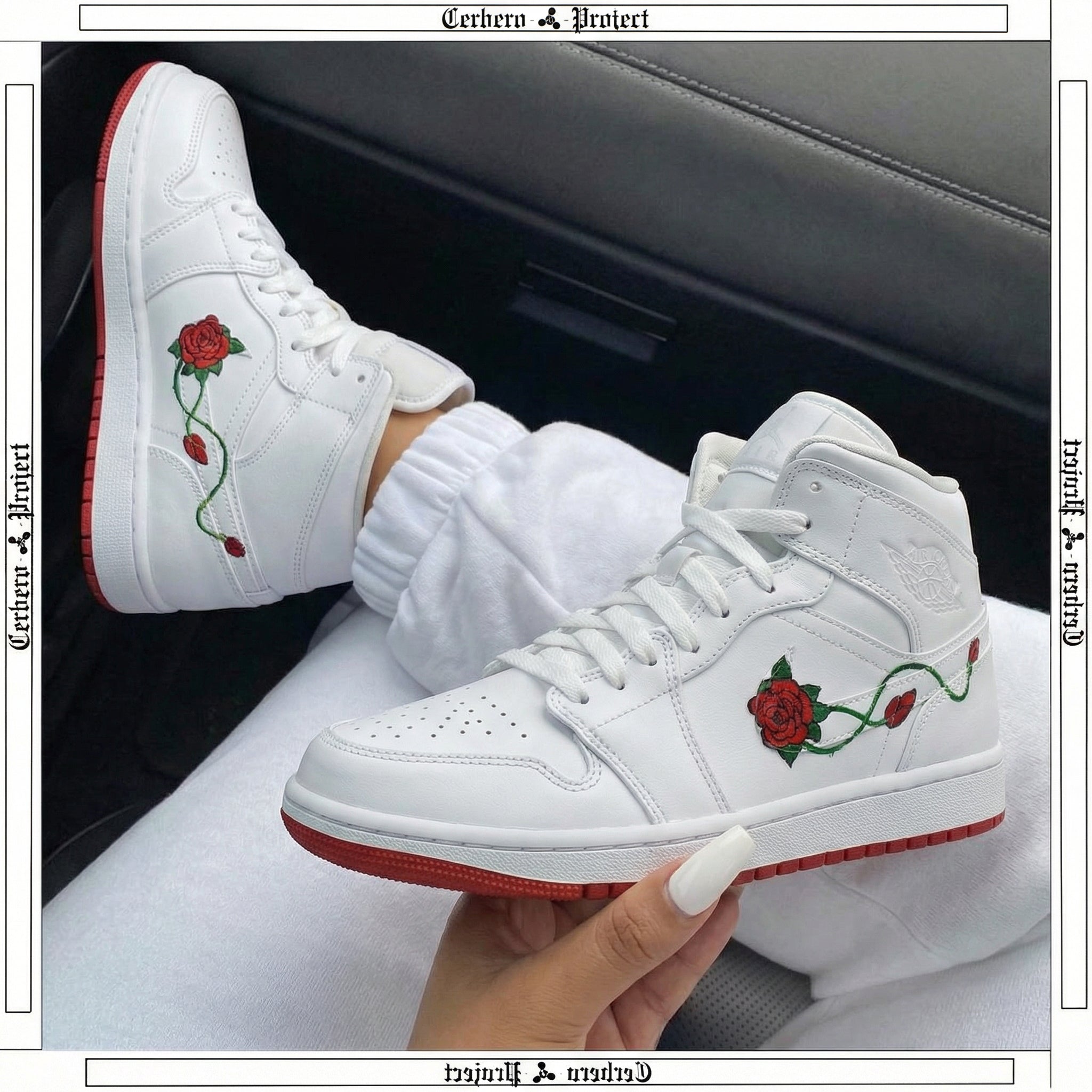 Red Green Rose Vine Custom Air Jordan 1-shecustomize