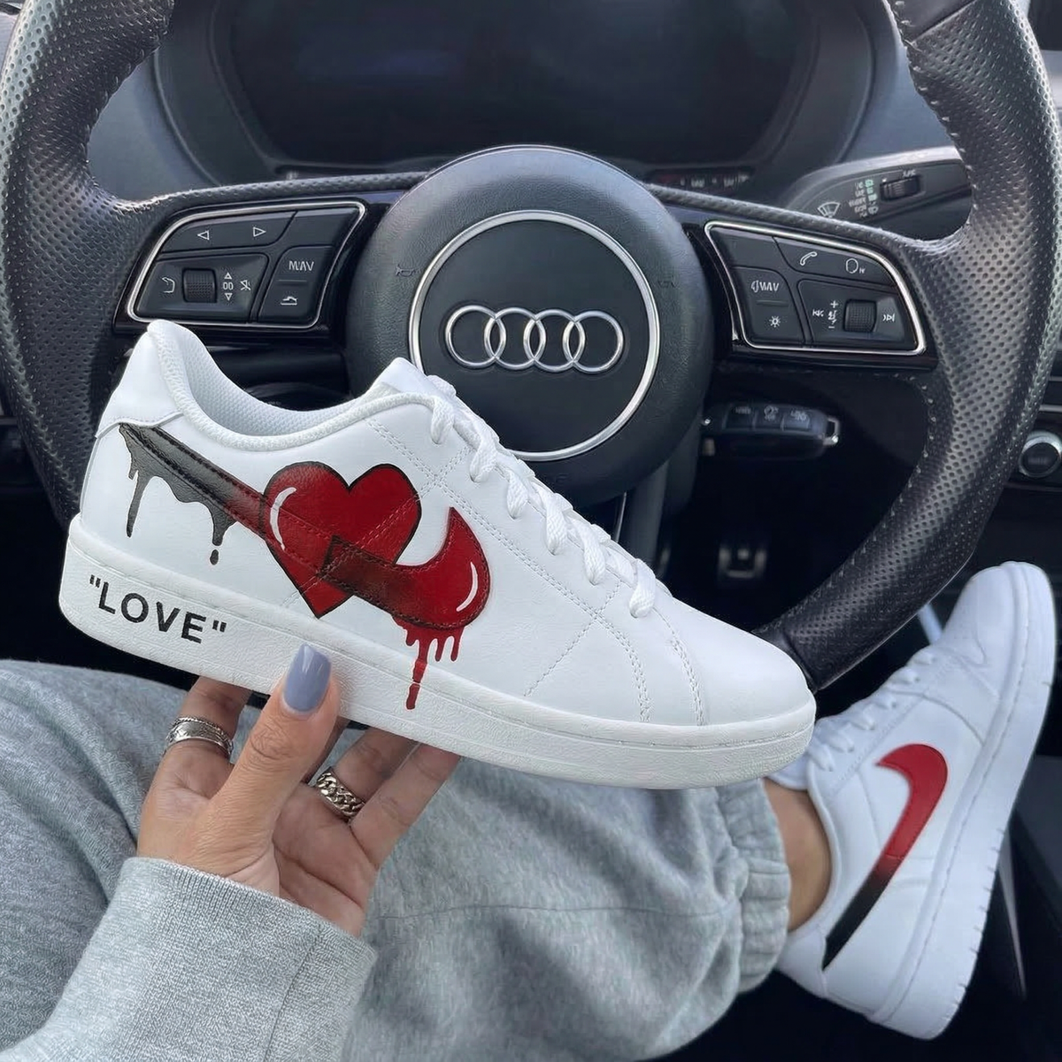 Red Heart Black Knife Drip Love Custom Nike Court Vision – SHECUSTOMIZE