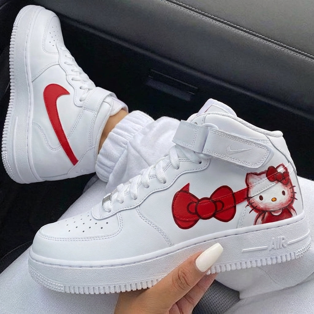 Red Hello Kitty Bow Custom Air Force 1-shecustomize