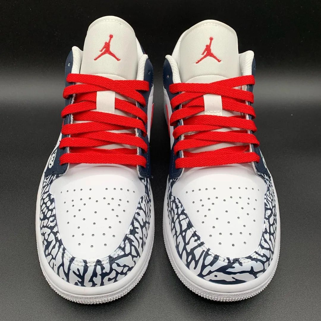 Red Navy Crackle Custom Air Jordan 1-shecustomize