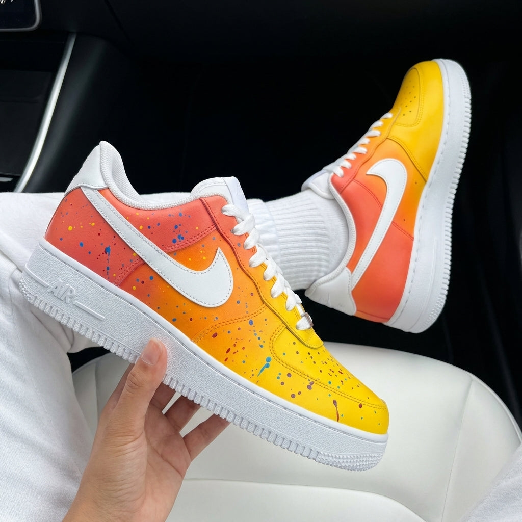 Red Orange Yellow Gradient Colorful Splatter Custom Air Force 1-shecustomize