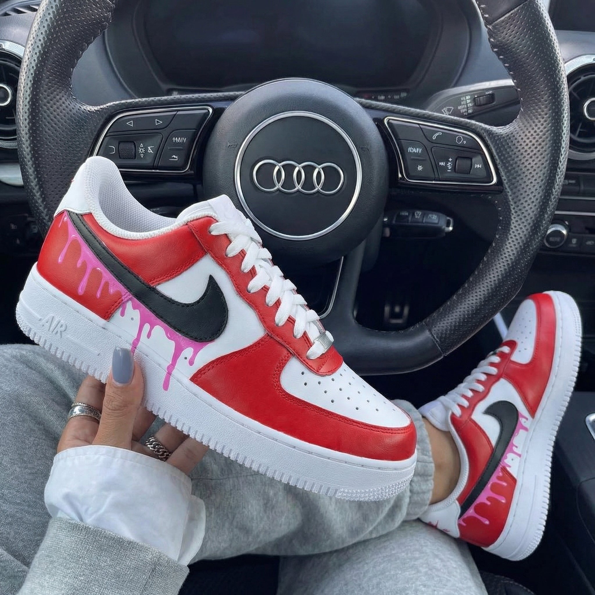 Red Pink Drip Custom Air Force 1-shecustomize