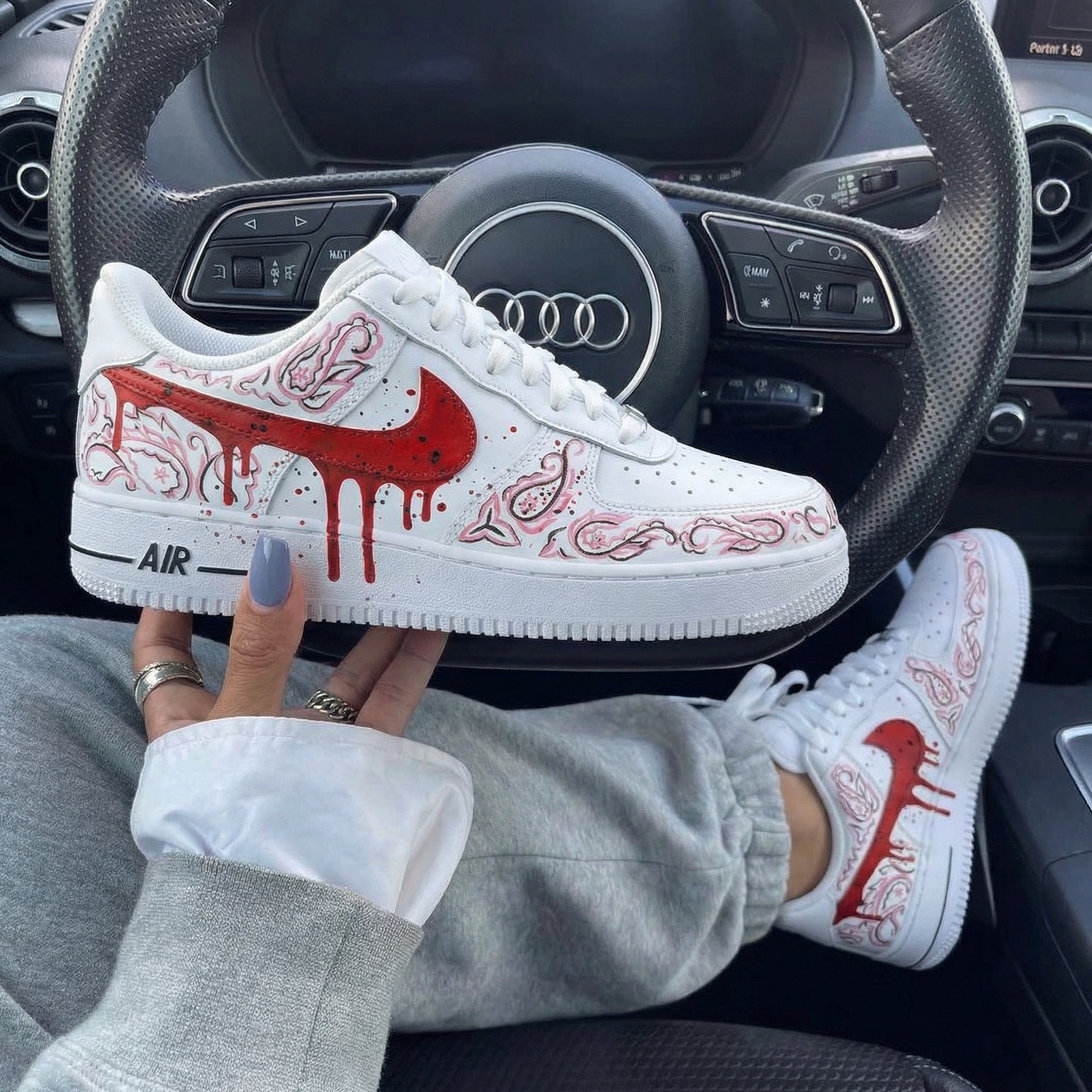 Red Pink Paisley Custom Air Force 1-shecustomize