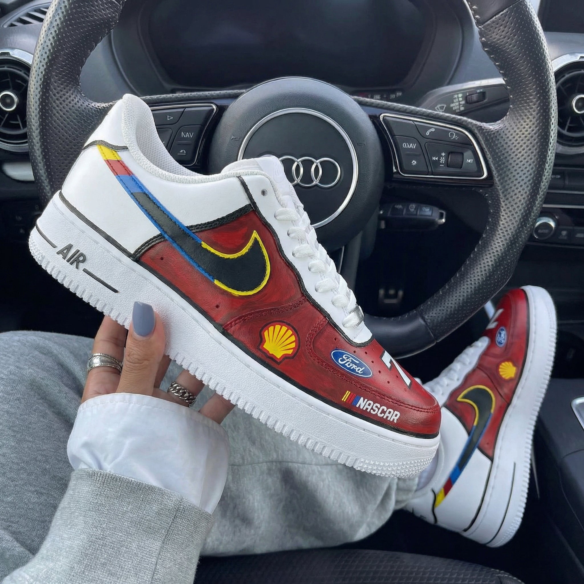 Red Racing - Theme Custom Air Force 1-shecustomize