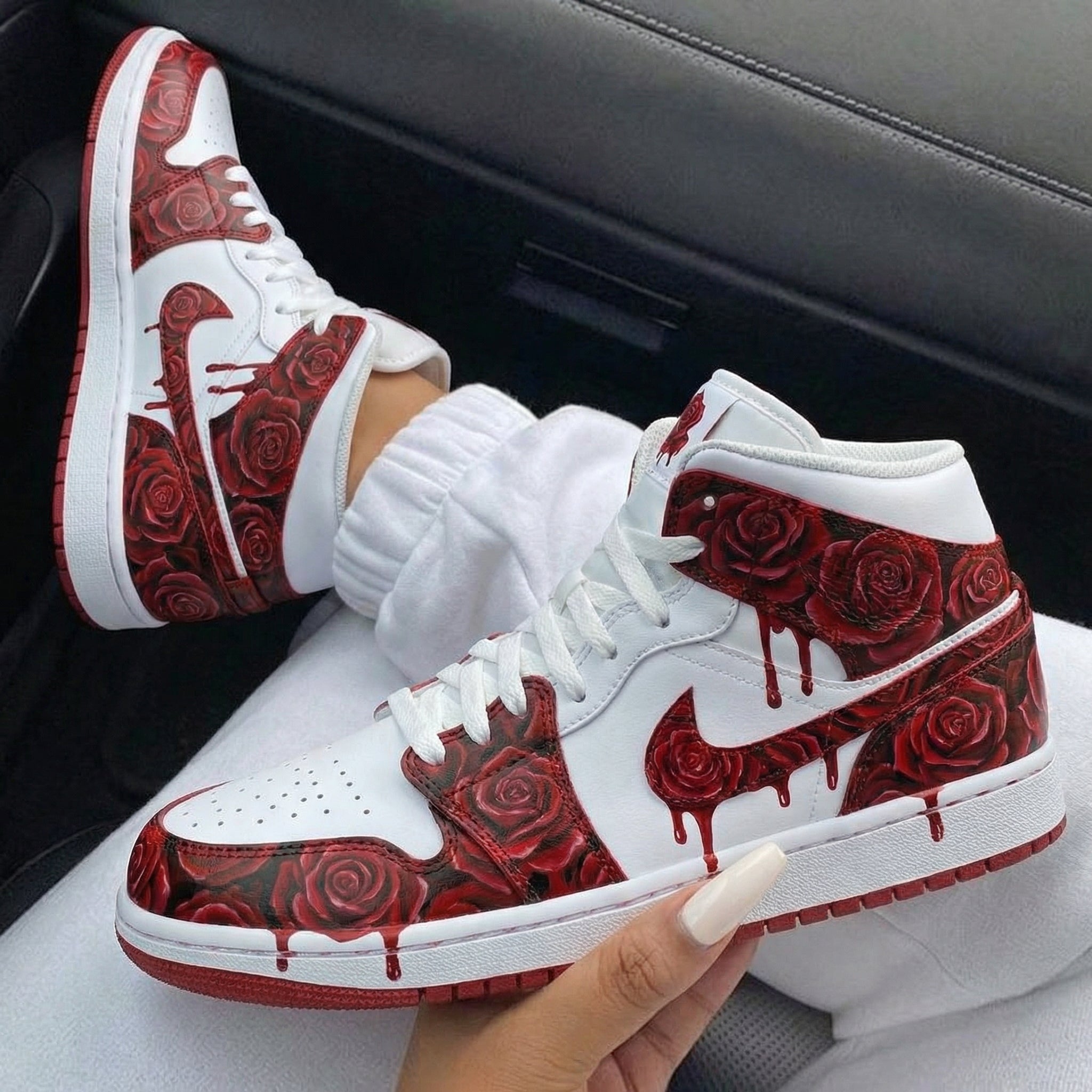Red Rose Custom Air Jordan 1-shecustomize