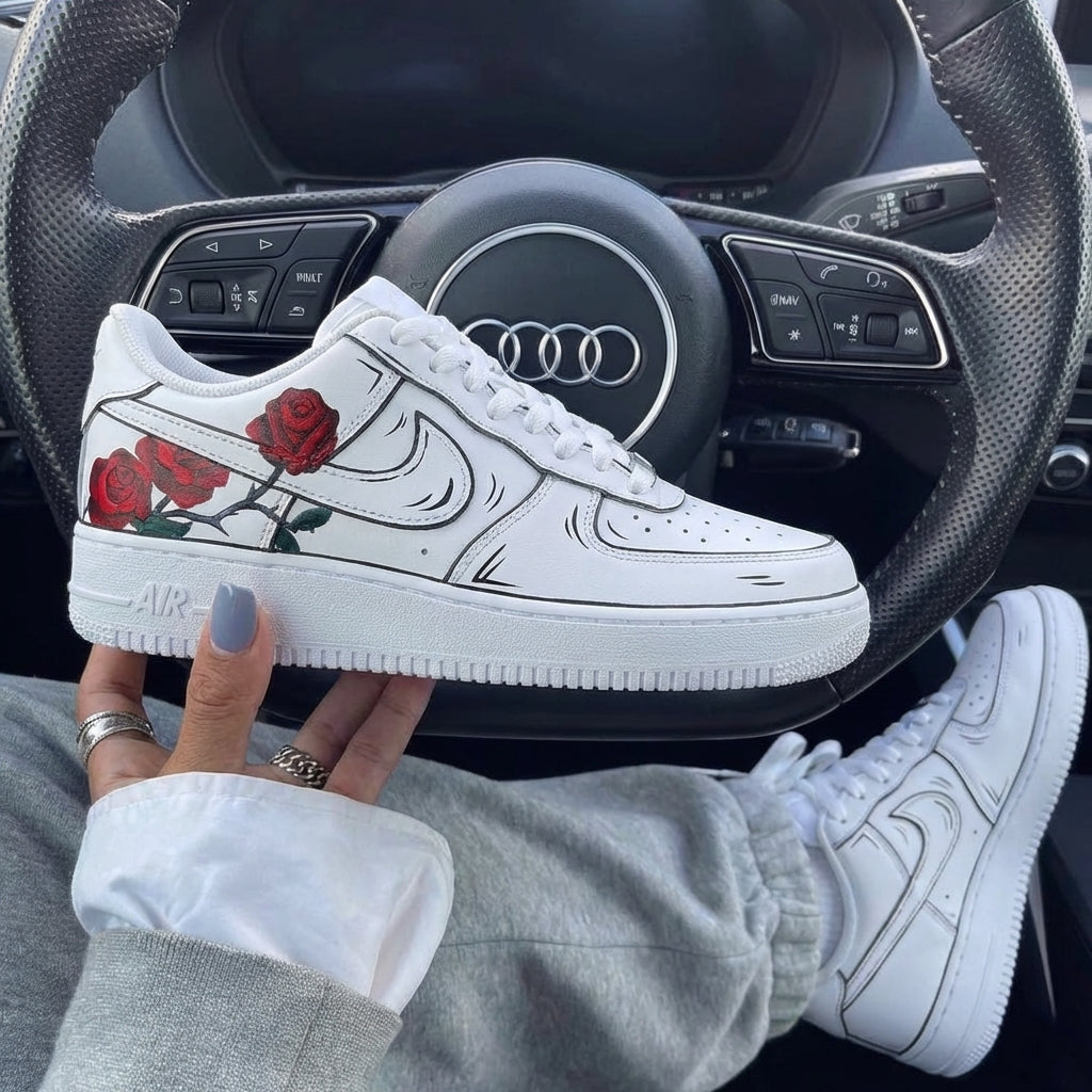 Red Roses Black Lines Custom Air Force 1-shecustomize