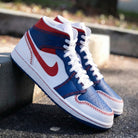 Red White Blue Baseball Stitch Custom Air Jordan 1-shecustomize