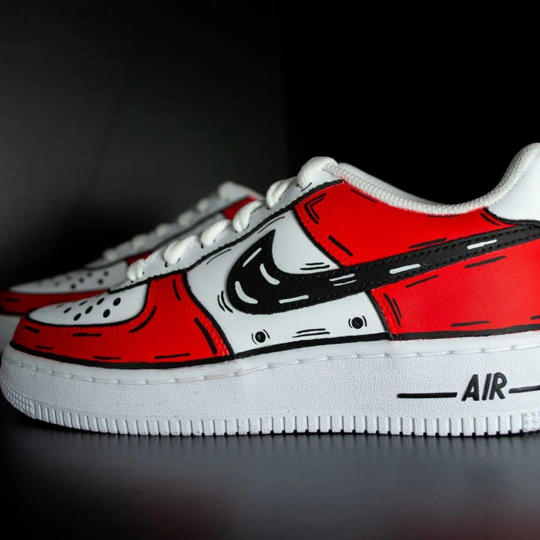 Red White Cartoon Custom Air Force 1-shecustomize