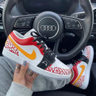Red Yellow Cracked Print Custom Air Jordan 1-shecustomize