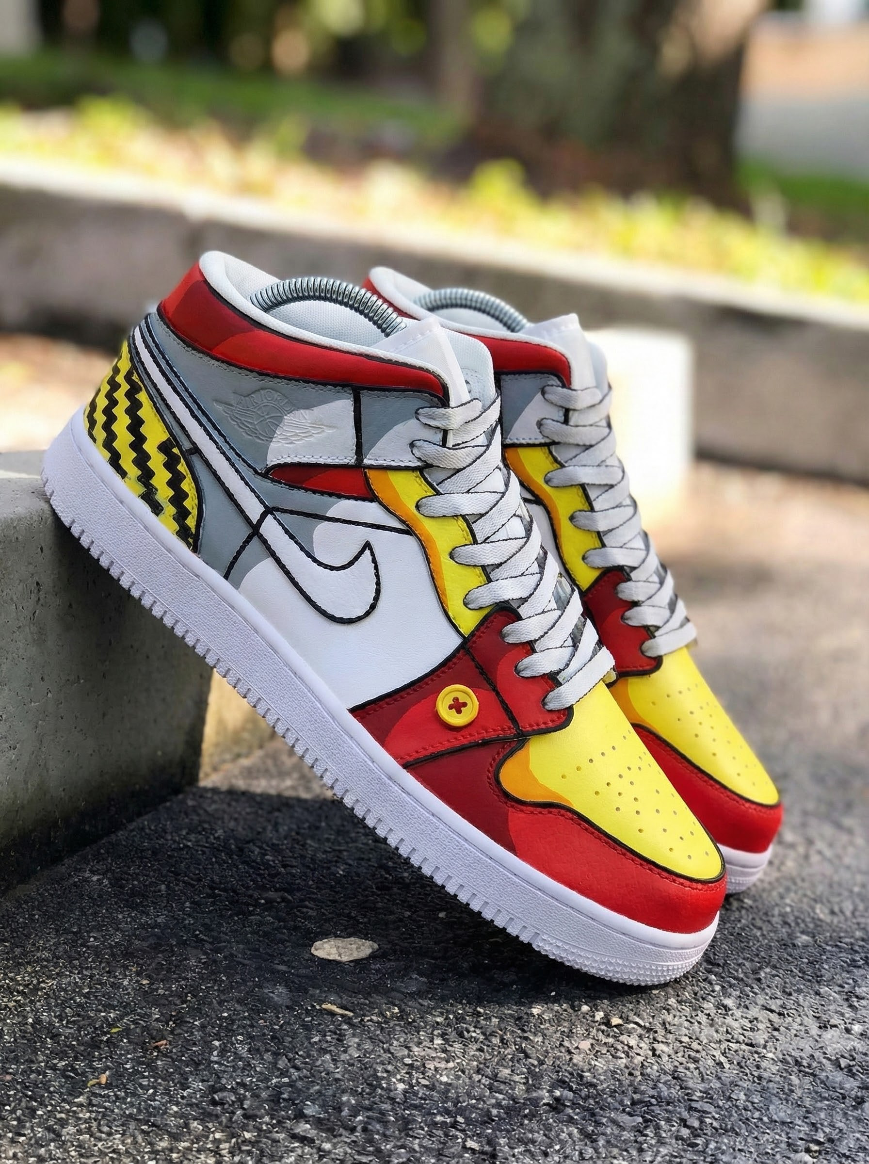 Red Yellow Gray Cartoon Custom Air Jordan 1-shecustomize