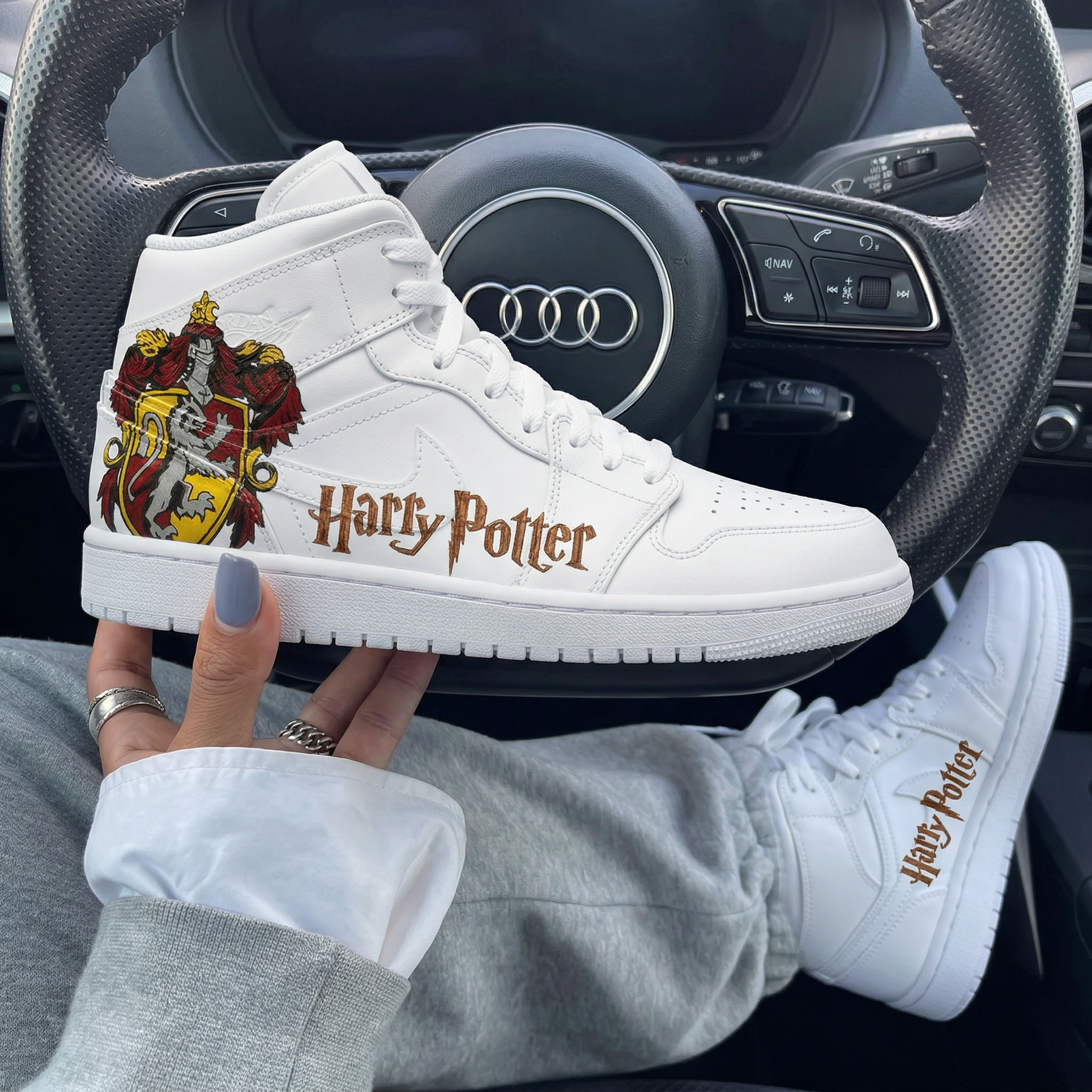 Red Yellow Harry Potter Badge Golden Snitch Custom Air Jordan 1-shecustomize