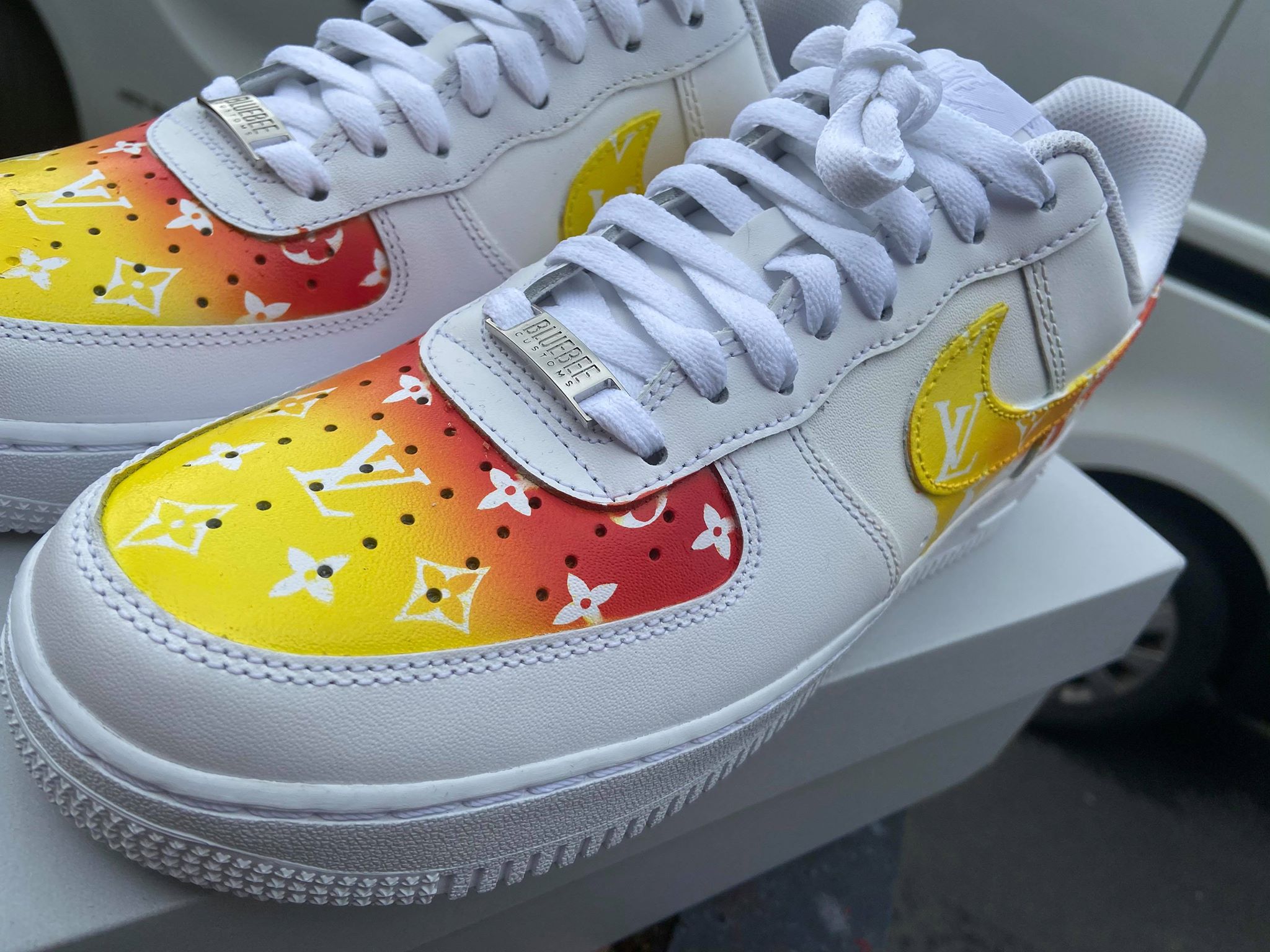 Red Yellow LV Print Custom Air Force 1-shecustomize