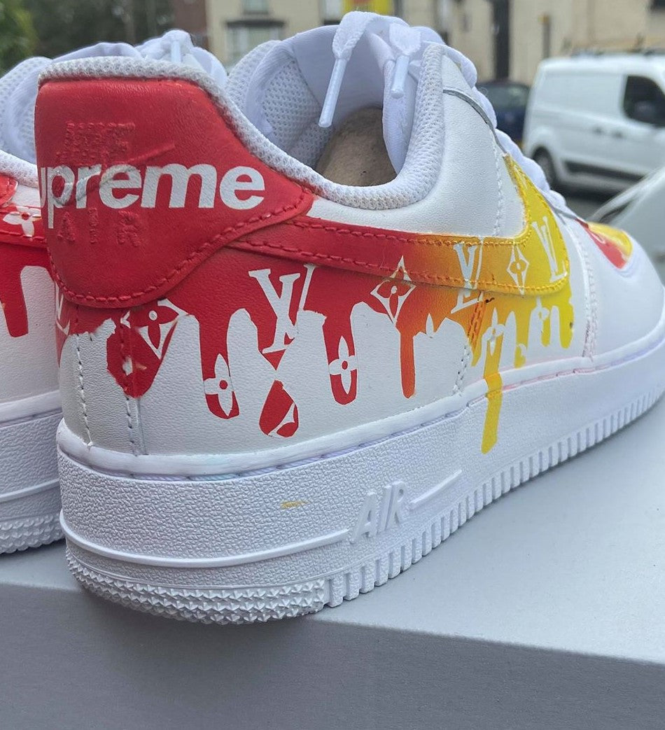 Red Yellow LV Print Custom Air Force 1-shecustomize