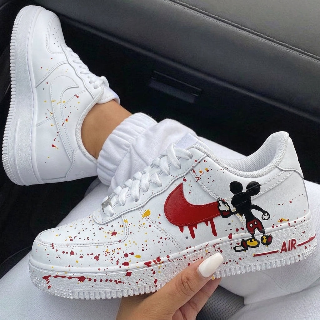 Red Yellow Splatter Mickey Custom Air Force 1-shecustomize
