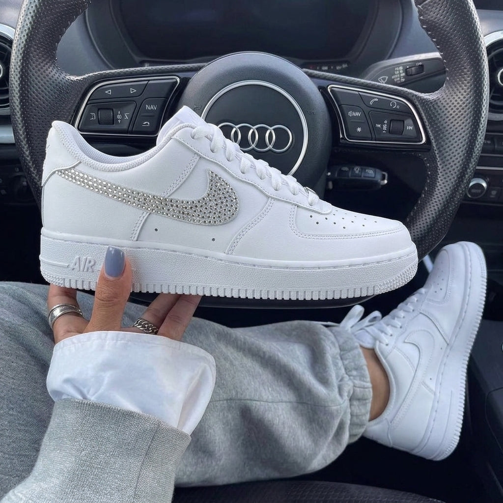 Rhinestone Embellished Custom Air Force 1 Weeding Shoes