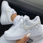 Silver LV Pearl Custom Air Force 1-shecustomize