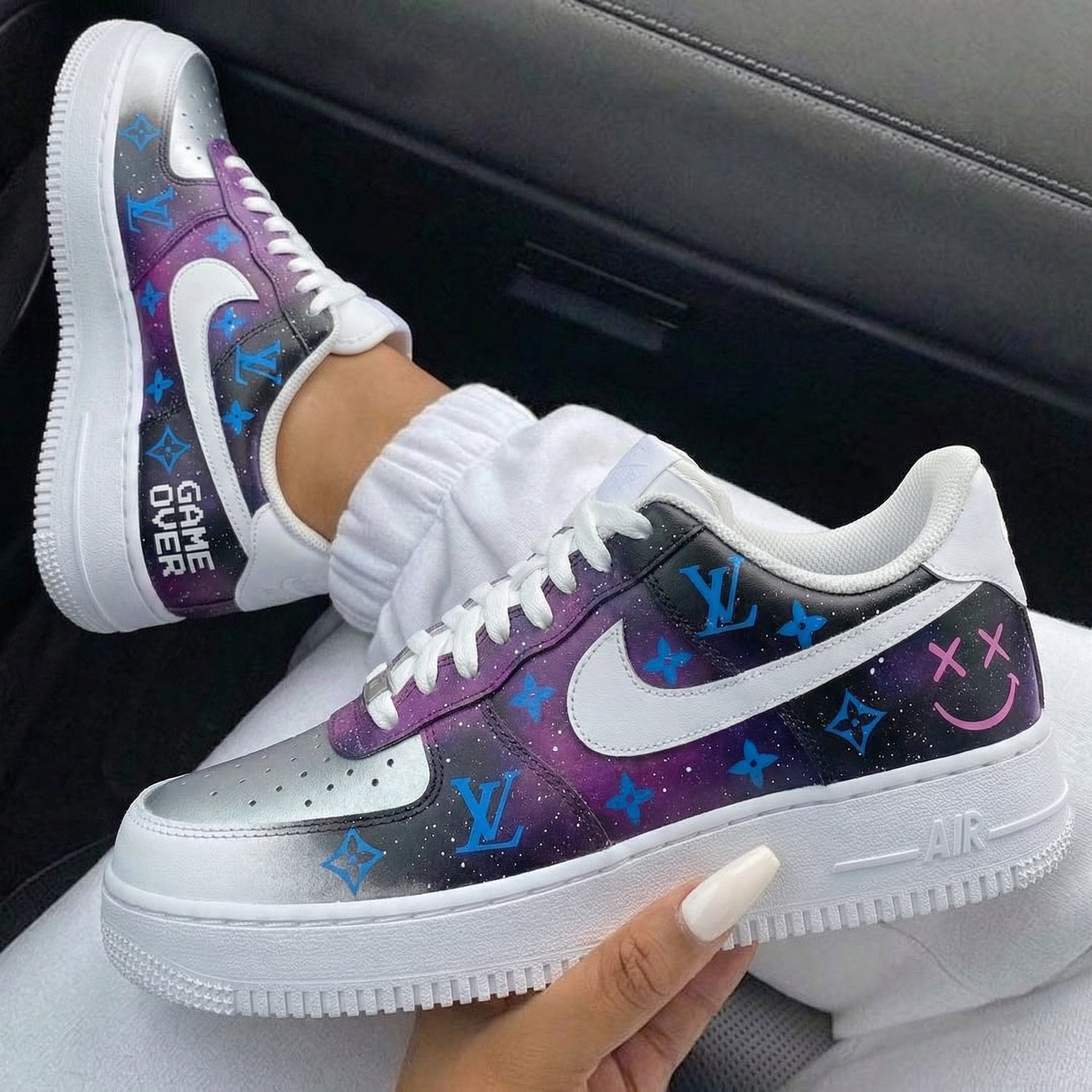 Silver Purple LV Print Custom Air Force 1-shecustomize