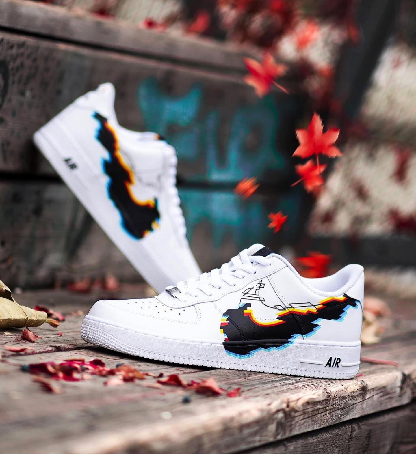 Sleek Black Pixel Art Pattern Custom Air Force 1-shecustomize