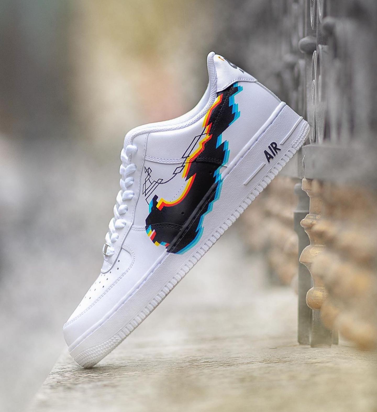 Sleek Black Pixel Art Pattern Custom Air Force 1-shecustomize