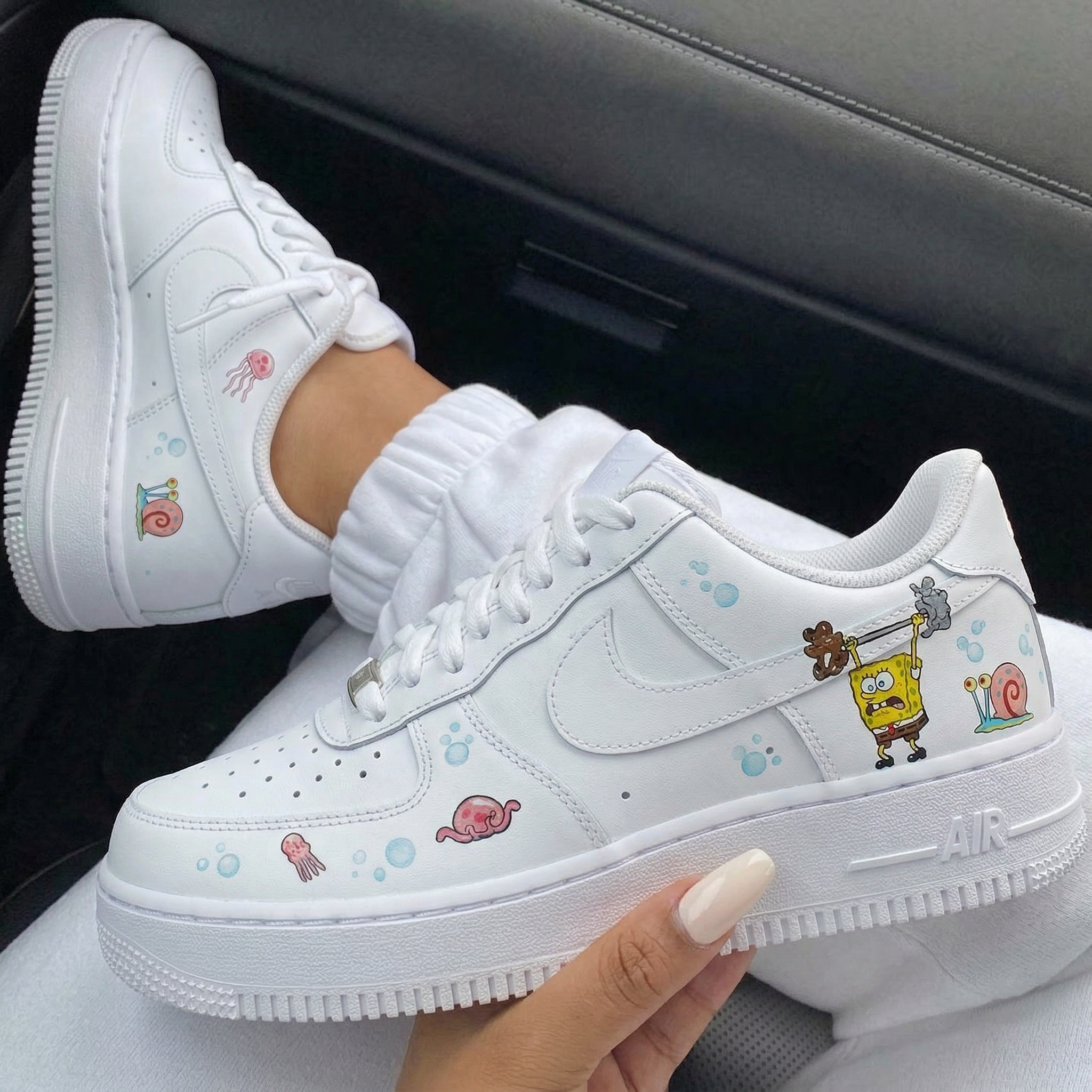 SpongeBob Cartoon Baby Blue Bubbles Custom Air Force 1-shecustomize