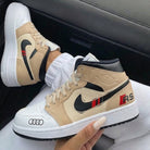 Tan Black Audi Logo RS Red Stripes Custom Air Jordan 1-shecustomize