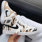 Tan Black Tiger Stripes Custom Air Jordan 1-shecustomize