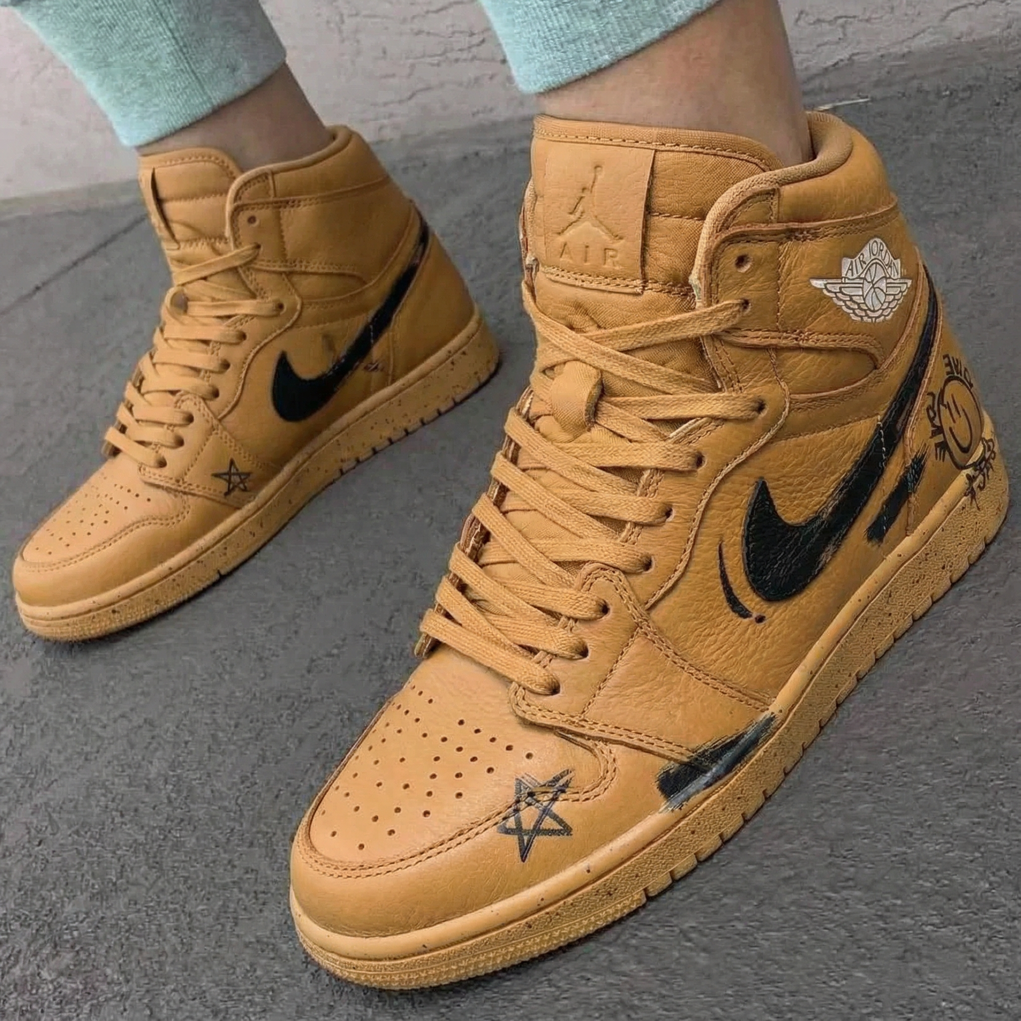 Tan Graffiti Custom Air Jordan 1-shecustomize