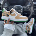 Tan Green Leopard Print Custom Air Force 1-shecustomize