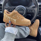 Tan LV Logo Drip Custom Air Force 1-shecustomize