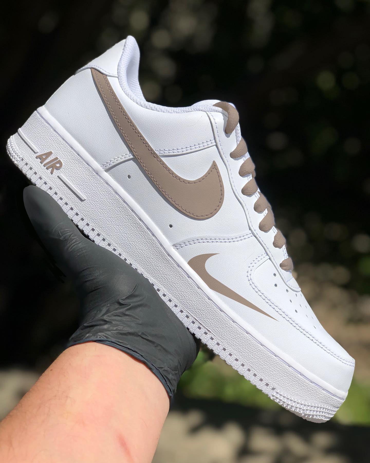 Tan Swoosh Custom Air Force 1-shecustomize