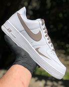 Tan Swoosh Custom Air Force 1-shecustomize