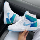 Teal Blue Baby Blue SpongeBob Flowers Custom Air Jordan 1-shecustomize