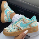 Teal Brown Splatter Custom Air Force 1-shecustomize