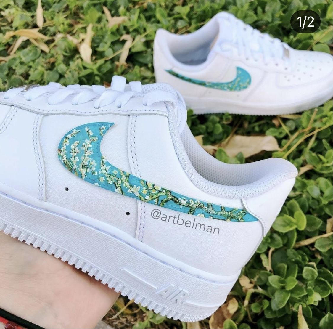 Teal Floral Custom Air Force 1-shecustomize