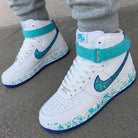 Teal Glitter Splatter Custom Air Force 1-shecustomize