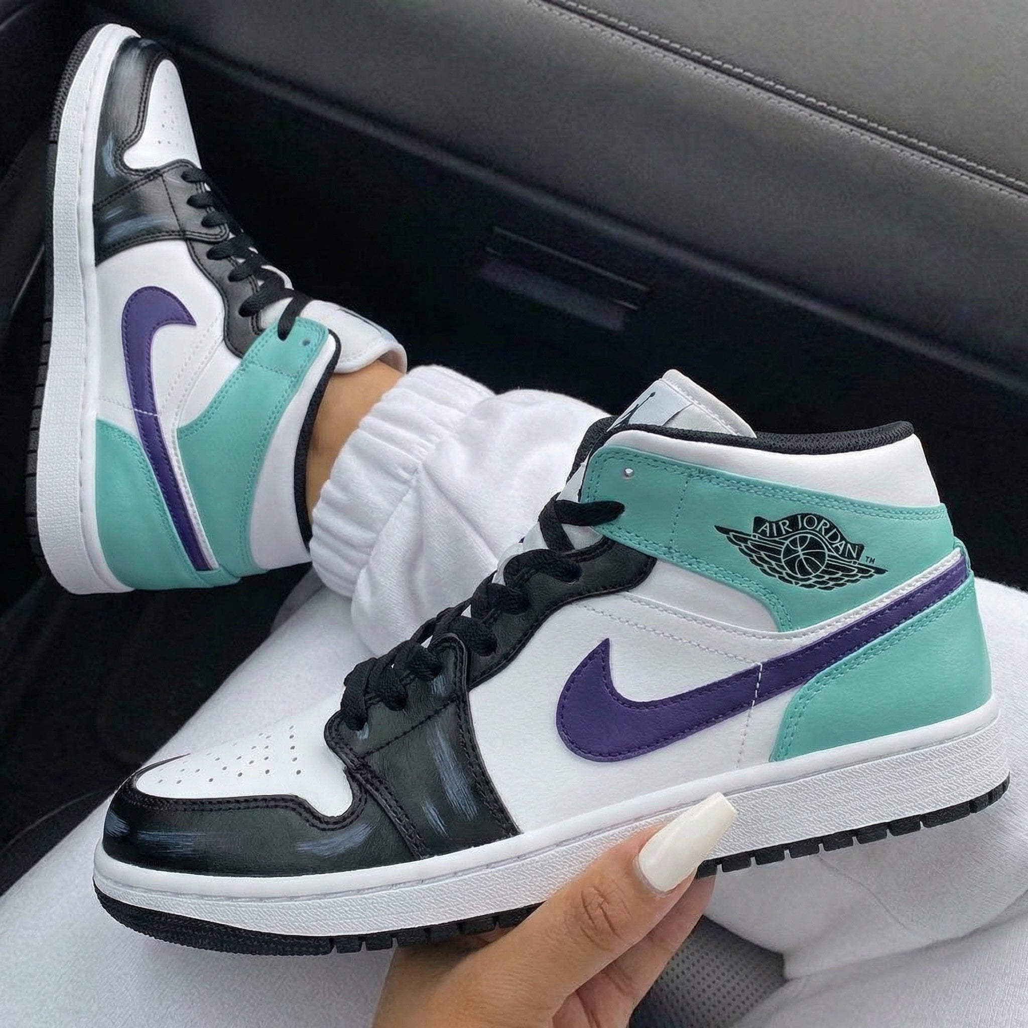 Teal Purple Black Custom Air Jordan 1-shecustomize