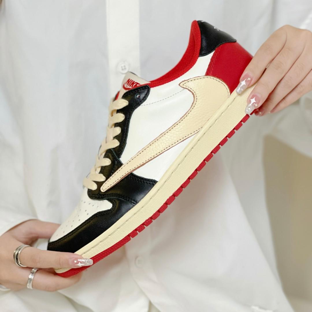 TravisScott Red Black Custom Air Jordan 1 Low â SHECUSTOMIZE