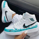 Turquoise Black Shark Waves Custom Air Jordan 1-shecustomize