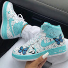 Turquoise Butterfly Splatter Custom Air Force 1-shecustomize