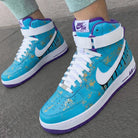 Turquoise Gold Drip Custom Air Force 1-shecustomize
