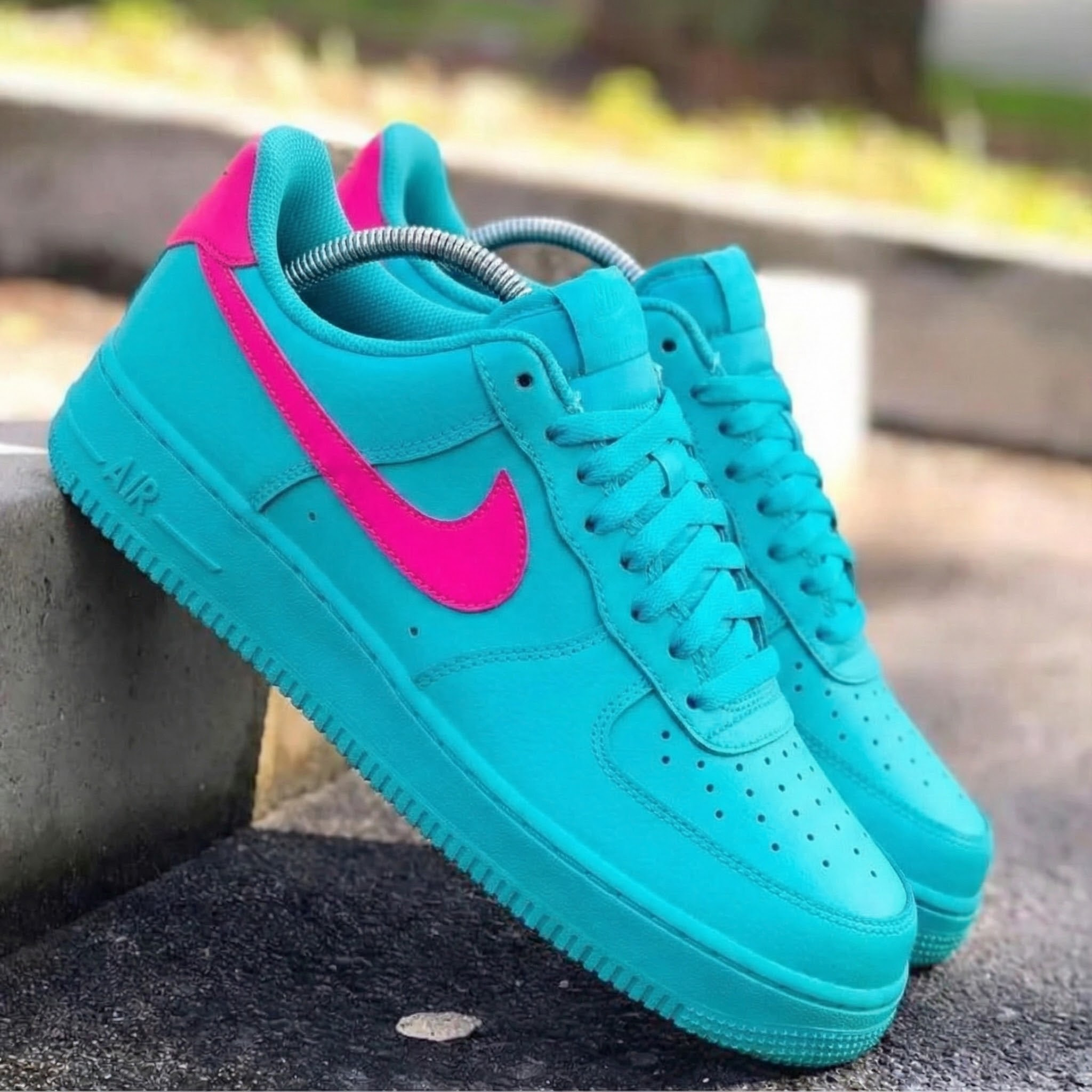 Turquoise Pink Custom Air Force 1-shecustomize