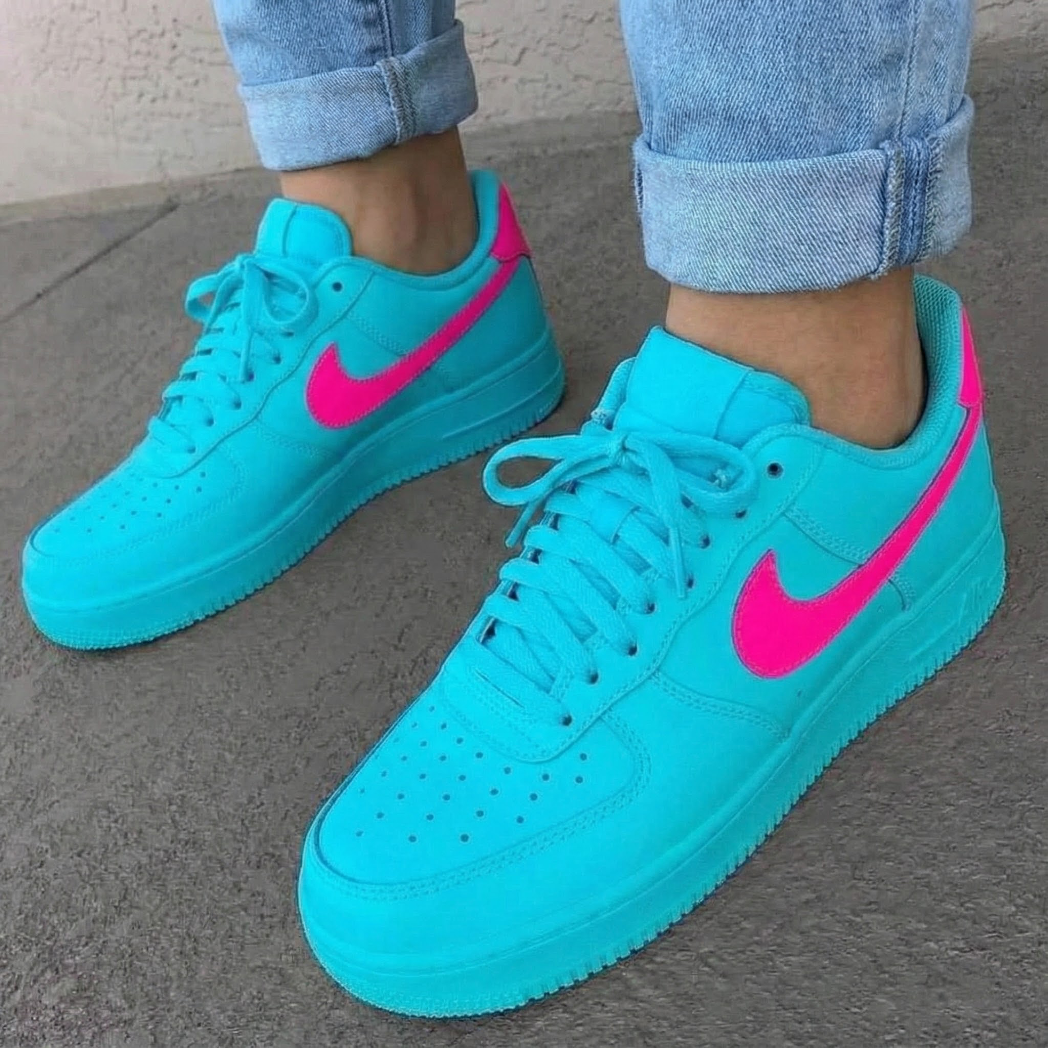 Turquoise Pink Custom Air Force 1-shecustomize